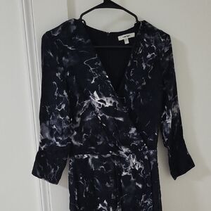 Women's Black and White Midi Dress